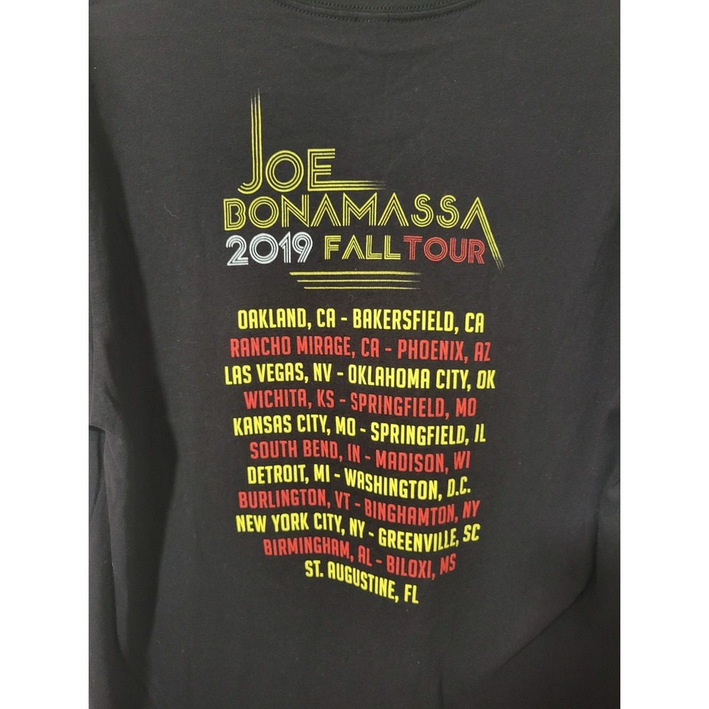 Joe Bonamassa T Shirt Mens L Black 2019 Fall Tour Concert Blue Rock Short Sleeve - Picture 8 of 8